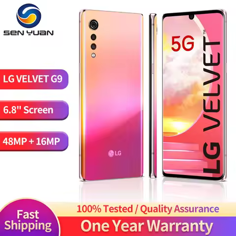 LG VELVET G9 G900TM G900VM G900N 4G LTE 5G Mobile Phone 128GB Unlocked 6.8'' LG Snapdragon765 Origin