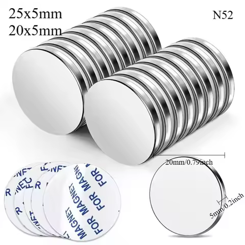 N52 20x5 25x5 Magnet Strong Neodymium standard size Double Side adhesive Motor Generator 3D Printer 
