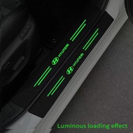 4pcs Car Door luminous threshold bar anti-stepping Threshold Side Step Sticker Anti-Stop Carbon Fiber Pattern for Hyundai Santa Fe Hybrid Tucson Avante  Ioniq Electric Palisade Kona Electric Kona Hybrid  Ioniq Hybrid   Accessories