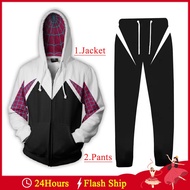 Movie Spider Gwen Stacy Costume For Adult Women Spider Gwen hoodie Pants Terno For Women Spider man 