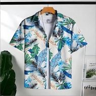 Men Shirt Stylish Hawaiian Vibrant Tropical Leaf Print for Beach Vibes Eye-Catching Floral Shirt