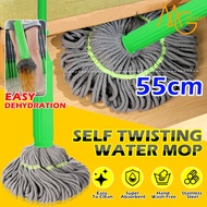 Mop Lantai 55CM Large Spin Mop Self-Wring Microfiber Twist Mop Heavy Duty Floor Cleaning Pencuci Lan