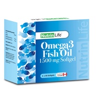 NutrinLife Omega 3 Fish Oil 1500mg Softgel 2x60's - Eicosapentaenoic acid (EPA) 750mg and Docosahexa