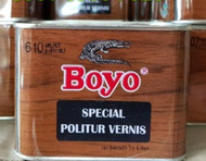 BOYO Politur Vernis Pernis Kayu Warna 1/2 0.5 Lt Liter Kaleng Kecil - 600 - JATI