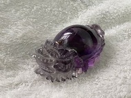 紫黃晶 紫水晶 龍龜 背部 爆彩虹 僻邪 鎮宅 擋剎 風水 擺件 化煞