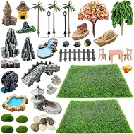 Woohome 42 PCS Mini Garden Accessories Fairy Garden Kit Micro Landscape Mini Zen Garden Accessories 