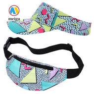 MEIGU 80s 90s Fanny Pack, Soft Cotton 80s Outfit Sun Visor Hat, Fashion Comfortable Colorful 90s Acc