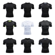 Men Compression Running T Shirt Fiess Tight Short Sleeve Tshirt Training Jogging Shirts Gym Sportswear Quick Dry