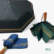 BGG Vintage Style Black UV Coating Auto Umbrella 3-Section Automatic Protection 1 Handle Made Of Woo