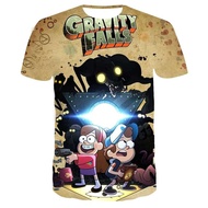 Disney Boys Girls T-shirt Gravity Falls Mens T-shirt 3D Printing Oversized Short Sleeve Cartoon Mens