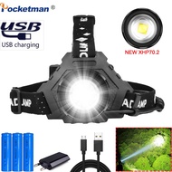 Powerful XHP70.2 LED Headlamp  Rechargeable  XHP50 Head Lamp