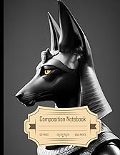 Composition Notebook College Ruled: Anubis, Egyptian God in Profile Shot - Black and White, 8.5x11 I