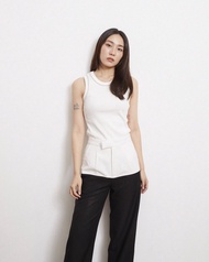 DOTLINEPLAIN / RELAX TROUSERS - HALF BLACK WHITE