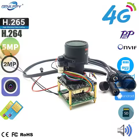 Camhi 5MP IMX335 1920P 2MP 1080P Wireless 5X 10X Auto Focus 3G 4G SIM IP Camera Module With Audio MI