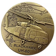 Us Army Coins Black Hawk UH-60 Helicopter Green Plated Bronze Commemorative Coins Collectible Coins 