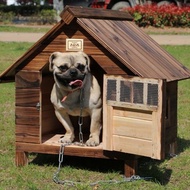 Dog Villa Outdoor Pet House Carbonized anticorrosive wood dog house Solid wood dog house