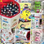 MAG Hexagonal Stationery Bag, Anime Large Capacity Crayon Shin-Chan Pencil , Cute PU Leather Cartoon Zipper Vertical Pencil Cases Cute Toys
