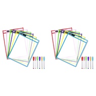 Reusable Dry Erase Pockets 12 Pack Reusable Dry Erase SleevesAssorted Colors Sheet Protector Dry Era