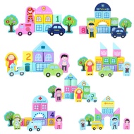 Babytime Wooden Blocks Building A 100-Piece City With Plan And Train Tracks Large Set Can Run