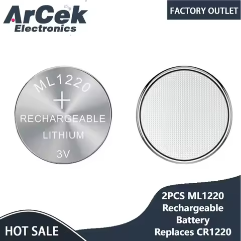 2PCS Original 3V ML1220 3V ML 1220 18mAh Rechargeable Batteries CMOS RTC BIOS Back Up Cell Button Co