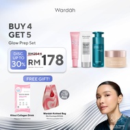 Wardah Glow Prep Set - Crystal Secret Facial Wash,PDRN,Collagen Gel,ToneUp Sunscreen