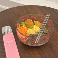 Mocorie - Cacia Coquette Bowl Coquette Bowl/ Aesthetic Bowl/ Ribbon Bowl/ Simple Cute Bowl/