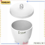 FENGLIN Lab Porcelain Crucible, With Lid Smooth Surface Ceramic Crucible, White 50ml Capacity Labora