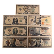 7Pcs/Set Commemorative Gold Foil Usa Dollars Paper Money Banknotes Collections High-Quality