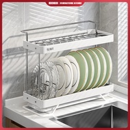 Countertop Dish Rack New Heightened Dish Storage Rack Double Solid Stainless Steel Dish Draining Rack