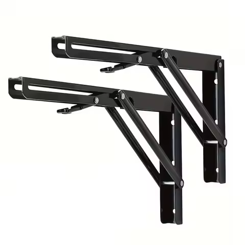 11.81x6.42 inch/30x16.3 cm 2Pcs Sturdy Folding Shelf Brackets - Heavy Duty Triangle Table Bench Fold