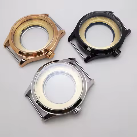 42mm silver rosegold black sapphire glass case fit NH35 NH36 Miyota8215 8205 ST1612 DG2813 movement