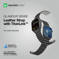 AMAZINGthing - GLAMOUR SENSE 真皮錶帶 Apple Watch Ultra/Series 8/7/6/5/4/SE適用 舒適透氣 Apple錶帶 金屬錶扣 商務休閒時尚