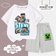 COD 2026 Minecraft Boys t-Shirt Short-Sleeved Five-Point Pants Set Summer Boys Pure Cotton Top Child