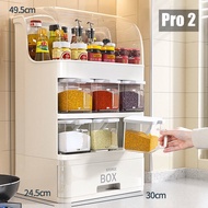 Free shipping Multifunctional Dust-proof Kitchen Storage Organizer Set & Seasoning Rack Spice Contai