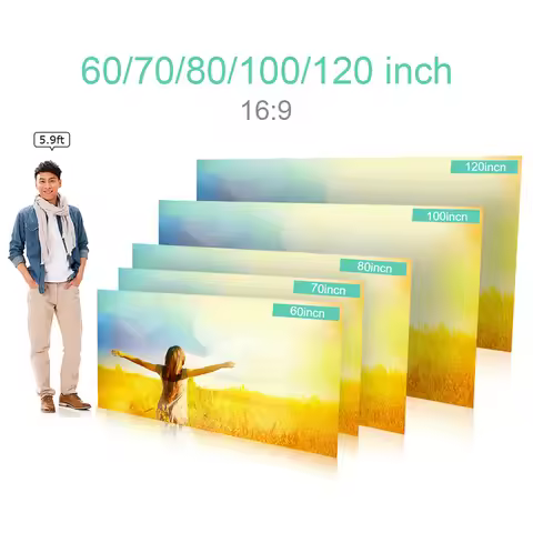 100/120 inch Portable Projector Screen HD 16:9 Frameless Video Screen Foldable Wall Mounted for Home