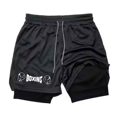 2025 New Men's Summer Boxing Shorts Fitness and Sports 2-in-1 Shorts Breathable Sports Training Shor