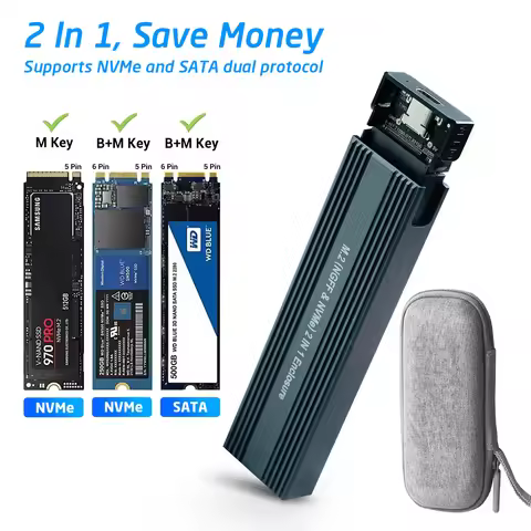 Dual Protocol M2 NVMe NGFF SATA SSD Case 10Gbps HDD SSD Box to USB3.1 External Enclosure for 2230 22