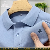 Chính hãng Brooks Brothers Booker Brothers Tay Ngắn Vải Cotton T-Shirt Nam ve áo trắng giản dị áo po