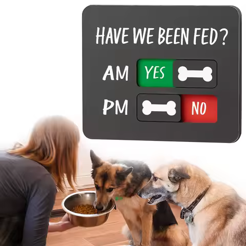 New Magnetic Pet Feeding Reminder For Dog & Cat Fed Sign -Daily Am/Pm Chart Slider Sign For Pet Fed 