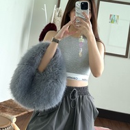 LOLA Faux Fur Bag - Ice Blue