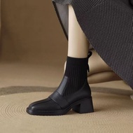 Mi Mid-Tube Martin Boots Women's Boots Martin Boots Thick Heel Martin Boots pu Martin Boots♘[63% off