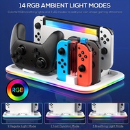 For Nintendo Switch Pro Controller Charging Stand Charger For Switch Joycon For Switch OLED RGB LED Lighting Game Storage Station
