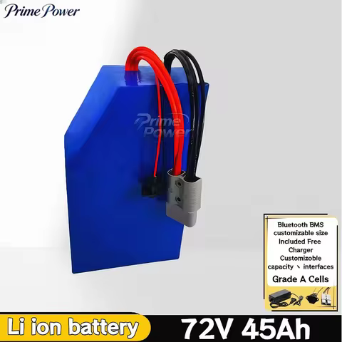 High-quality 72v 45Ah Not 40ah 50ah Lithium Ion Polygon Triangle Battery Pack for 3000W 5000W 6000W 