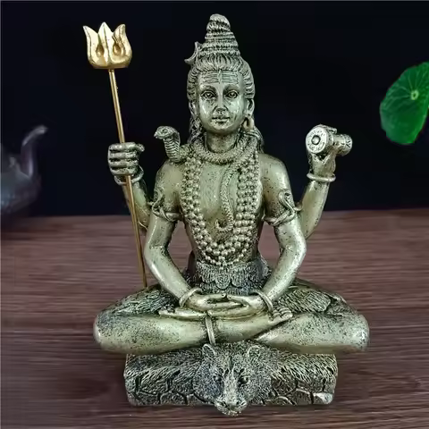 Bronze Color Shiva Statue Hindu Ganesha Vishnu Buddha Figurine Sculpture Room Office Home Decoration