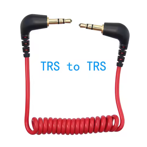 3.5mm TRS to TRS Microphone to Camera Cable Spring Coiled Red Color for RODE SC7 BOYA By VIDEOMIC GO