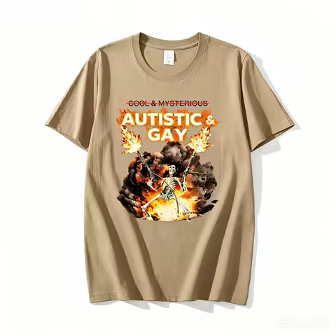 2026 New Autistic and Gay Skeleton Explosion T Shirt Adults Unhinged Skeleton Autism Meme T-Shirt Co