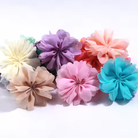 10Pcs 7cm 2.7" Handmade DIY Fabric Flower For Wedding Invitation Artificial Flowers Dress Shoes Deco