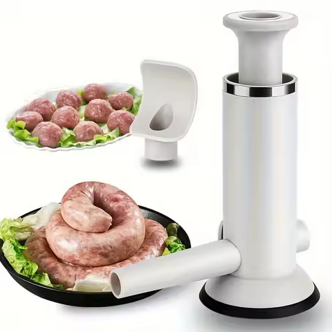 New Manual Sausage Stuffer & Meatball Maker Kit -2-in-1 Home Sausage Casing Filler,Easy Press Design