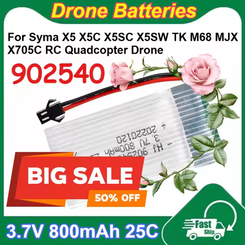 902540 3.7V 800mAh 25C Rechargeable Li-Po Battery for Syma X5 X5C X5SC X5SW TK M68 MJX X705C RC Quad
