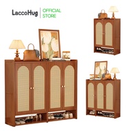​​LaccoHug Bamboo Shoe Cabinet Big Capacity Rak Kasut Bertutup Rattan Bamboo Rack 鞋柜